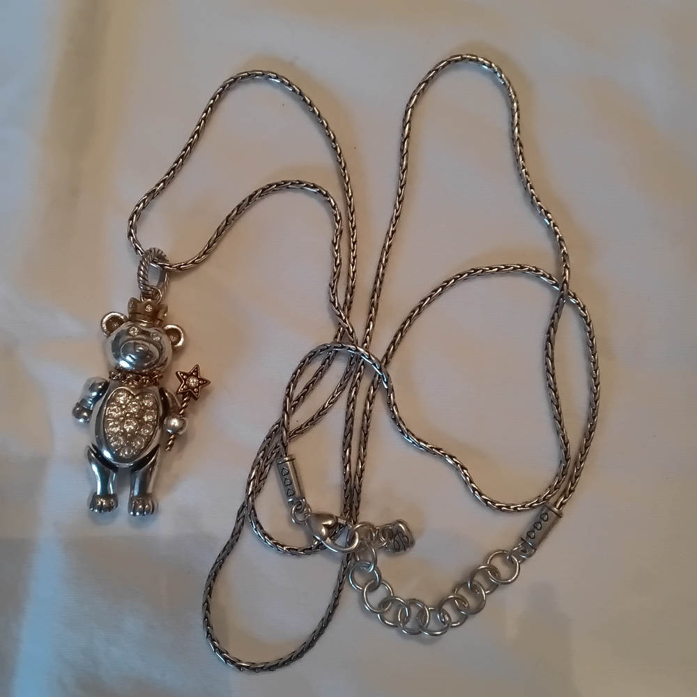 Brighton vintage articulated teddy bear pendant W 36" Brighton Chain - Picture 2 of 5